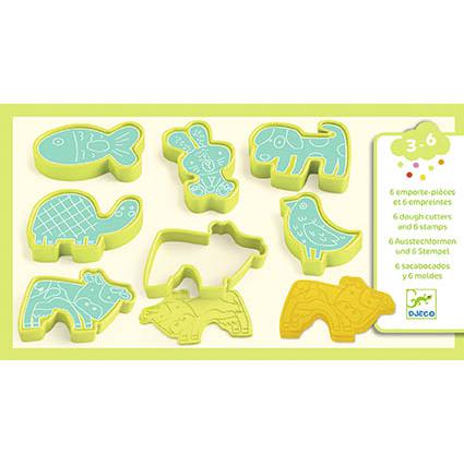 Djeco 6 cookie cutters and 6 stamps pet animals