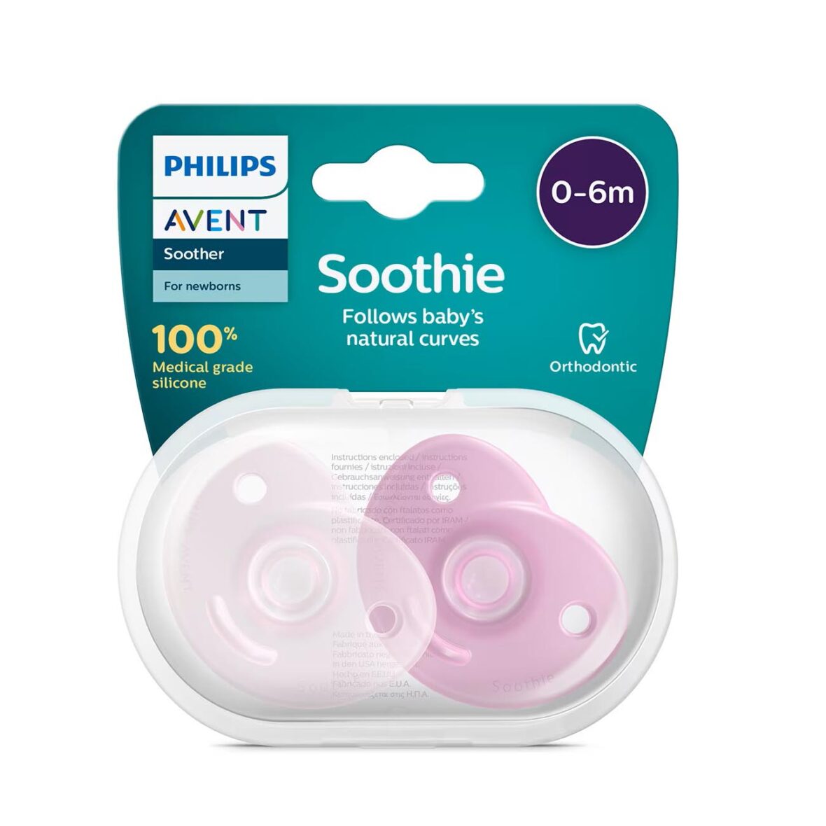 Philips Avent – 2 Chupetas – Soothie 0-6 – Menina