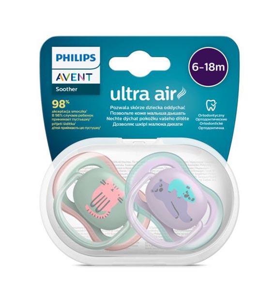 Philips Avent – 2 Chupetas – Ultra Air Trendy 6-18M – Menino