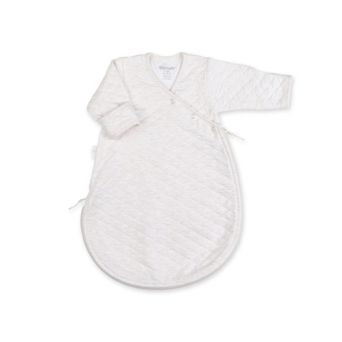 Bemini Saco de Dormir 0-1m (tog 1,5) – Light beige marled pady quilted jersey