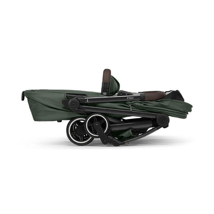 Joolz-Aer+-Cot_Easy_Fold_With_Seat_Flat_Side_View_Forest-Green