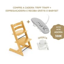 Stokke Tripp Trapp Cadeira Evolutiva (Faia) + Espreguiçadeira + Baby Set - Amarelo Girassol