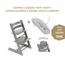 Stokke Tripp Trapp Cadeira Evolutiva (Faia) + Espreguiçadeira + Baby Set - Gris Tormenta