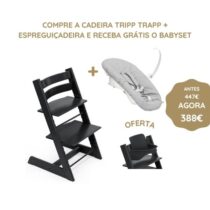 Stokke Tripp Trapp Cadeira Evolutiva (Faia) + Espreguiçadeira + Baby Set - Negro