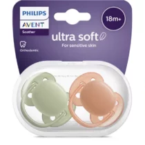 Philips Avent 2 Chupetas 18M+ Ultra Soft Lisas - Verde/Laranja